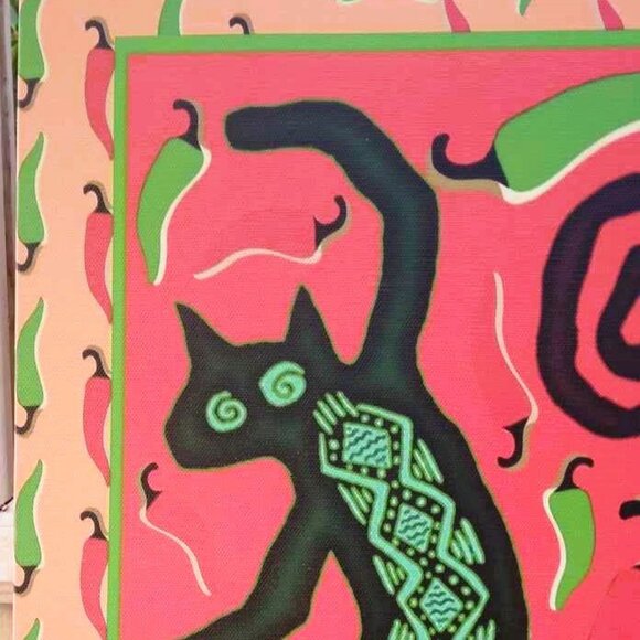 FUN Dancing Peppers Cats Giclee Canvas Wrap Original Art Print - Picture 8 of 11